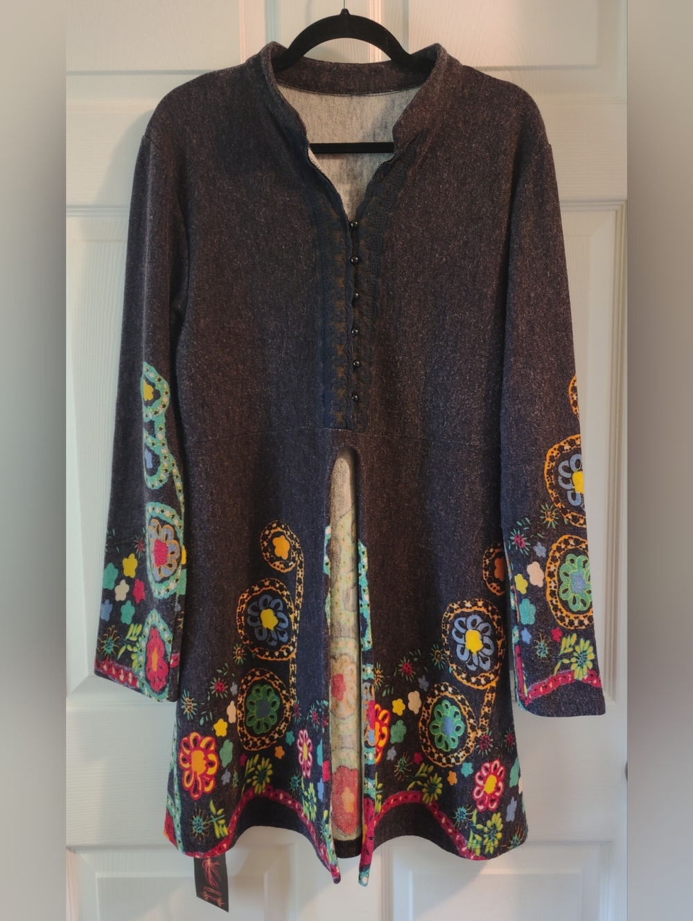 REBORN XL Navy Floral Sweater / Tunic / Duster / Cardigan